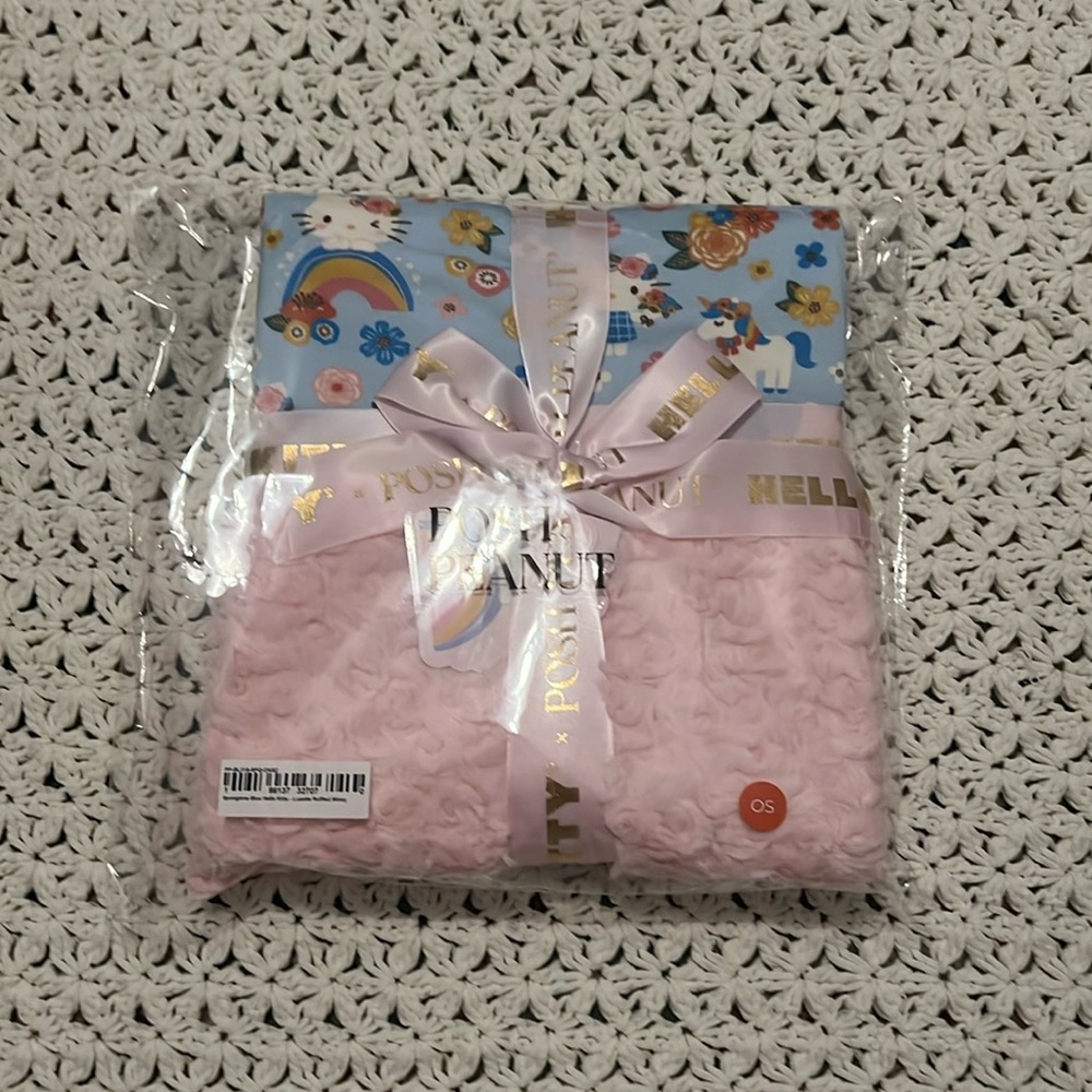 Posh Peanut Springtime Blue Hello Kitty Luxette Ruffled Minky